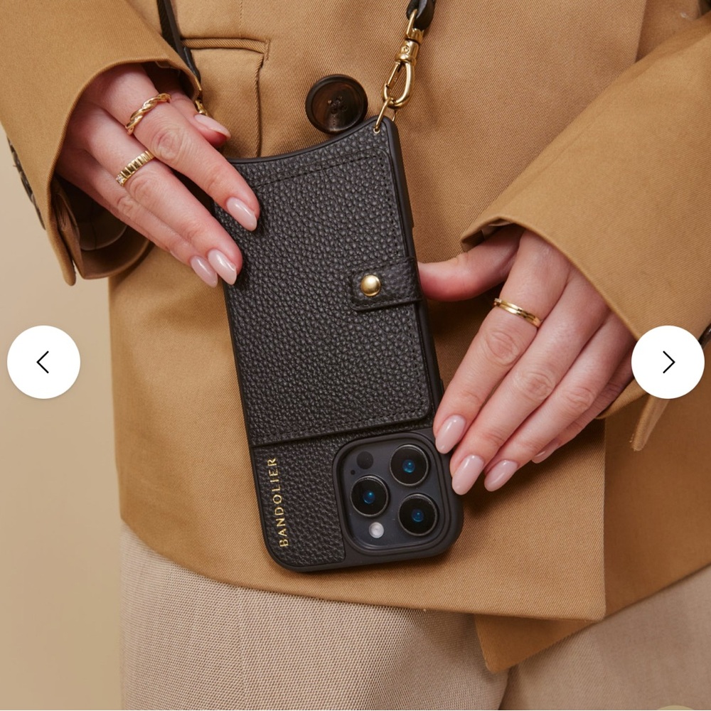 Bandolier Black Leather Phone Case iPhone 14 Pro